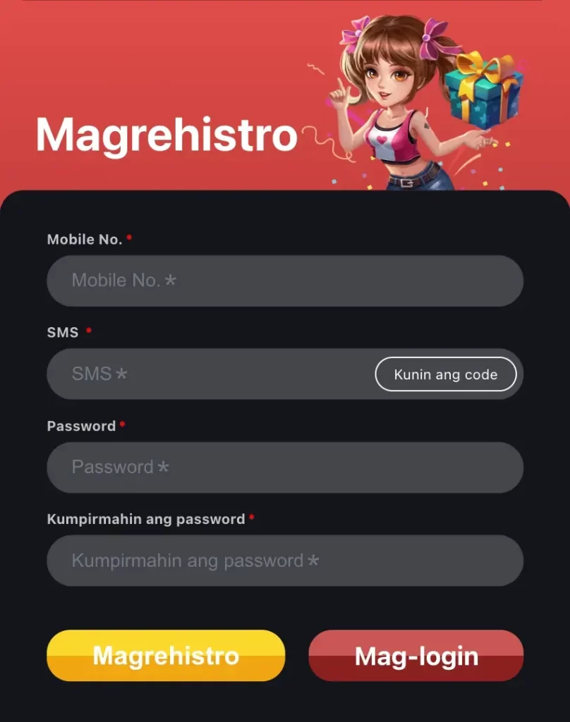 JLJL44 online casino registration form with login access, games platform, and mobile app download option